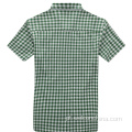 Camisa masculina verde verificada com mangas curtas